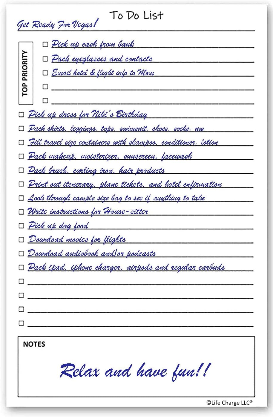 Life Charge Weekly Planner Notepad for Work & Home, Weekly To Do List Pad with Daily Checklist, Priority & Notes, 60 Pages, 8.5 x 11 Letter, Landscape