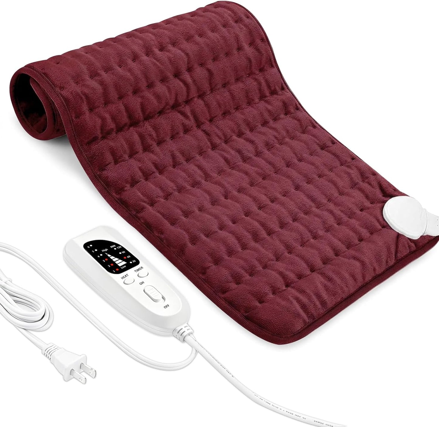 Electric Heating pad with 6 Heat Settings, Auto Shut Off, Dry Electric Heating for Back Neck Knee Arms Legs Shoulder Heat Pads for Christmas Birthday Father Mother's Day (24"X12", Gray Green)