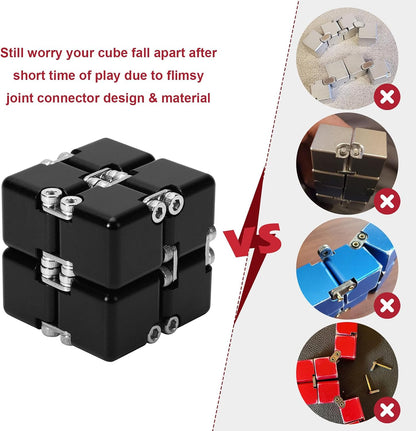 Lifidea Aluminum Alloy Metal Infinity Cube Fidget Cube (6 Colors) Handheld Fidget Toy Desk Toy with Cool Case Infinity Magic Cube Relieve Stress Anxiety ADHD OCD for Kids and Adults (Blue)