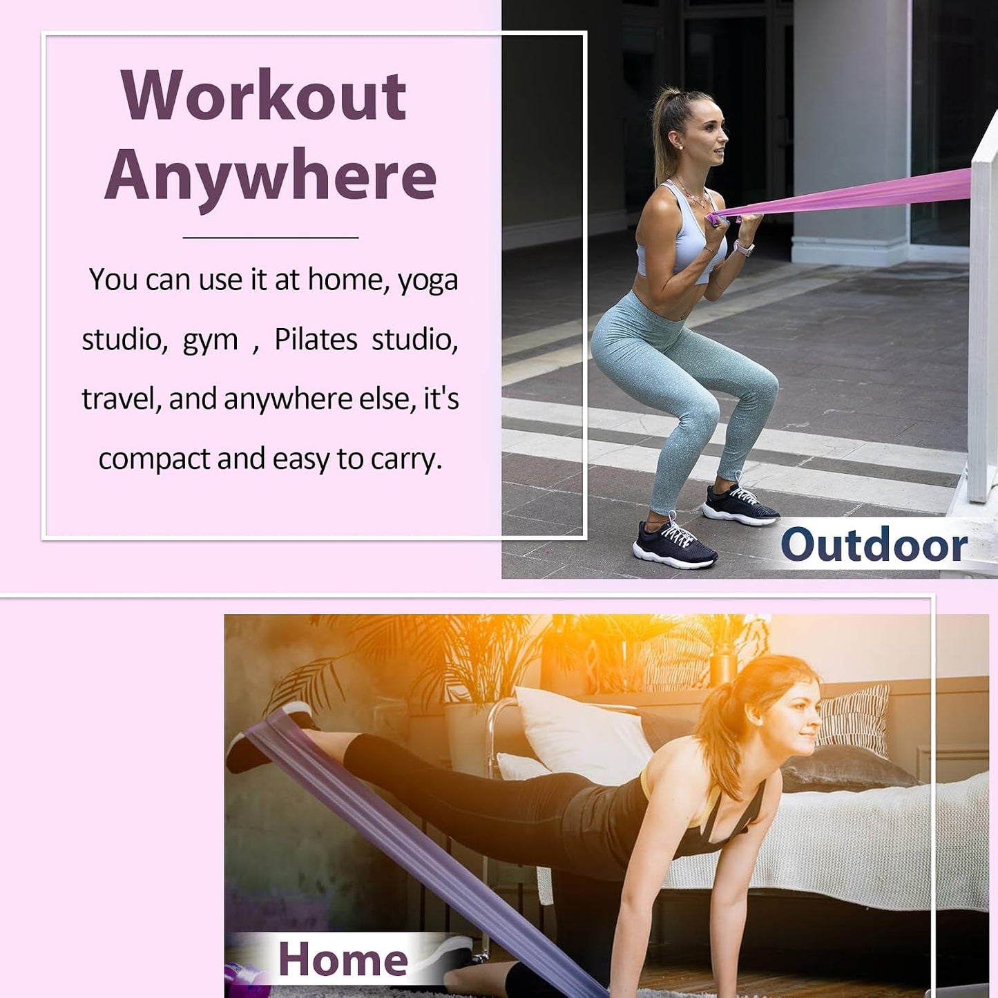 Resistance Bands for Physical Therapy, Bands for Working Out, Latex Free Elastic and Exercise Bands Set for Stretching, Suitable for Rehab, Yoga, Pilates, Gym, Home Exercise