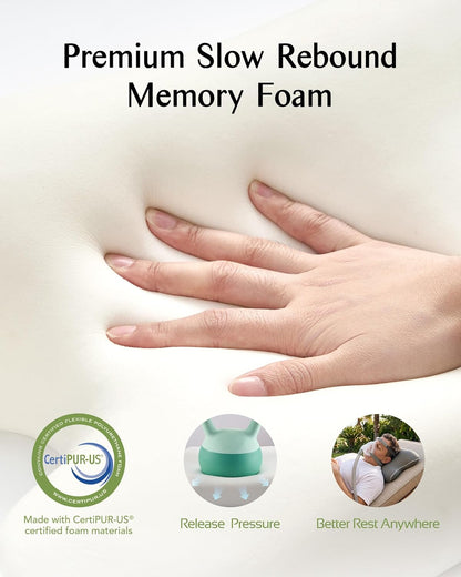 HSA/FSA Camping Pillow Memory Foam CPAP Pillows, Small Travel Pillow for All CPAP Users with Cooling & Washable Cover, Packable Neck Pillow for Backpacking Camping Hotel