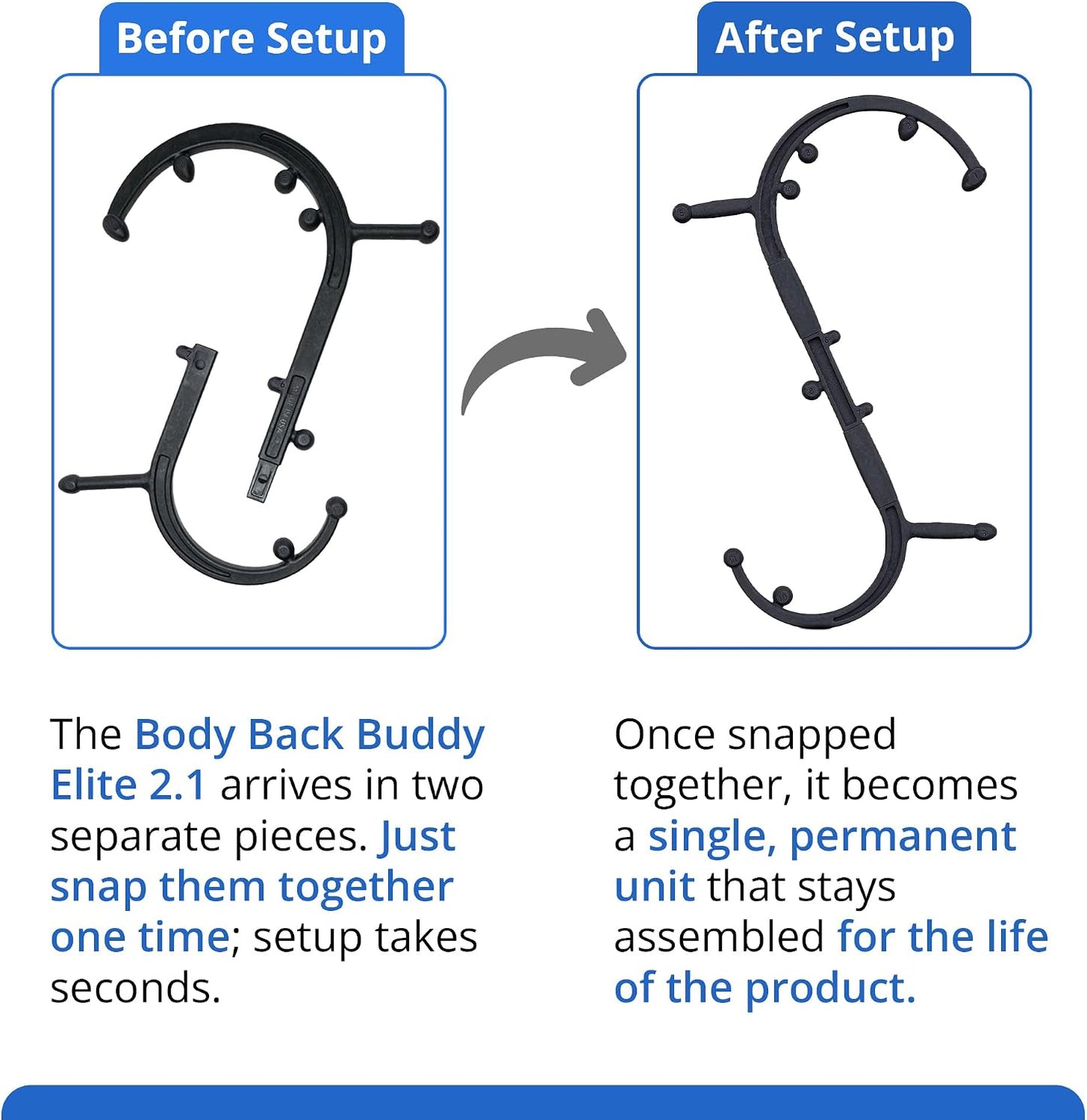 Body Back Buddy Classic USA Made FSA Eligible Handheld Massage Cane - Full Body Trigger Point Tool for Deep Tissue Pain Relief - Dual Hooks for Back, Shoulder, Neck - Manual Back Massager (2.0 Black)