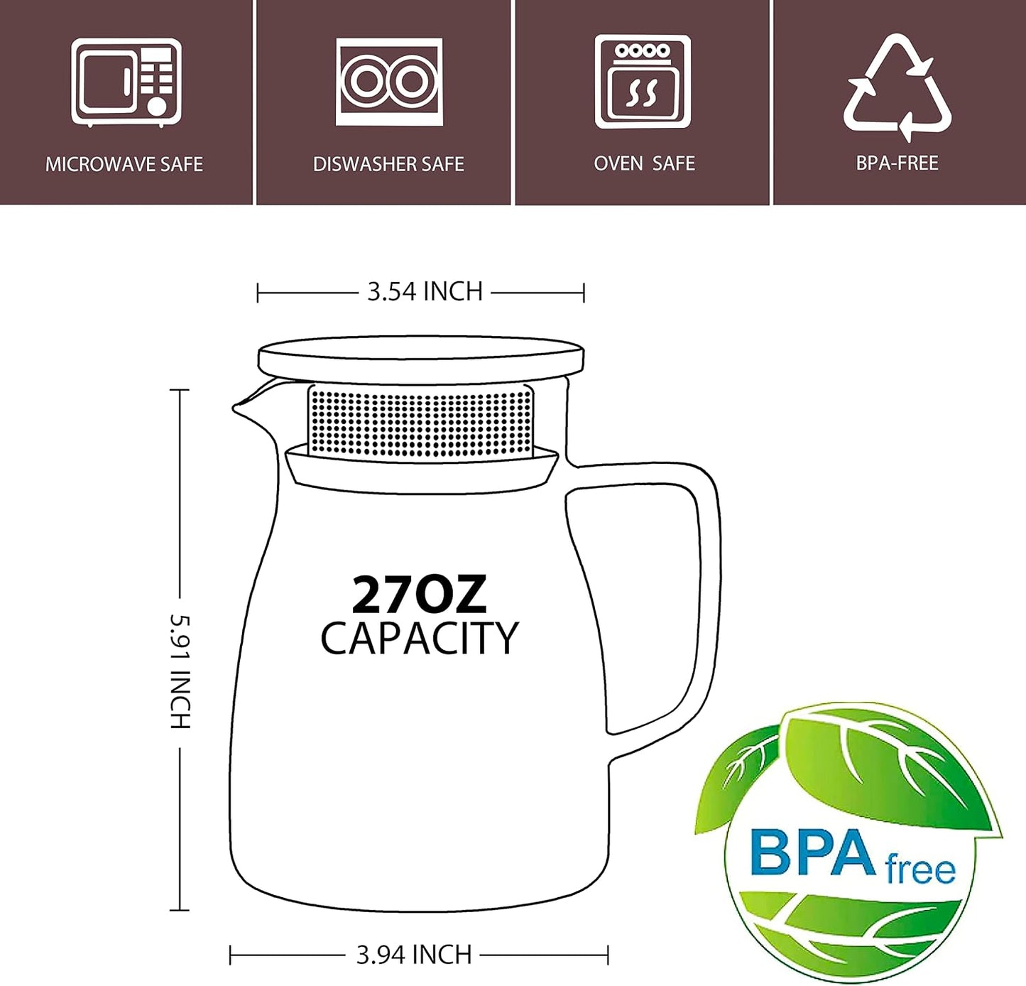CNGLASS One-Touch Glass Teapot with Stainless Steel Filter Lid,20oz(600ml) Glear Tea Kettle Stovetop Safe,Borosilicate Glass Tea Pots for Loose Leaf Tea
