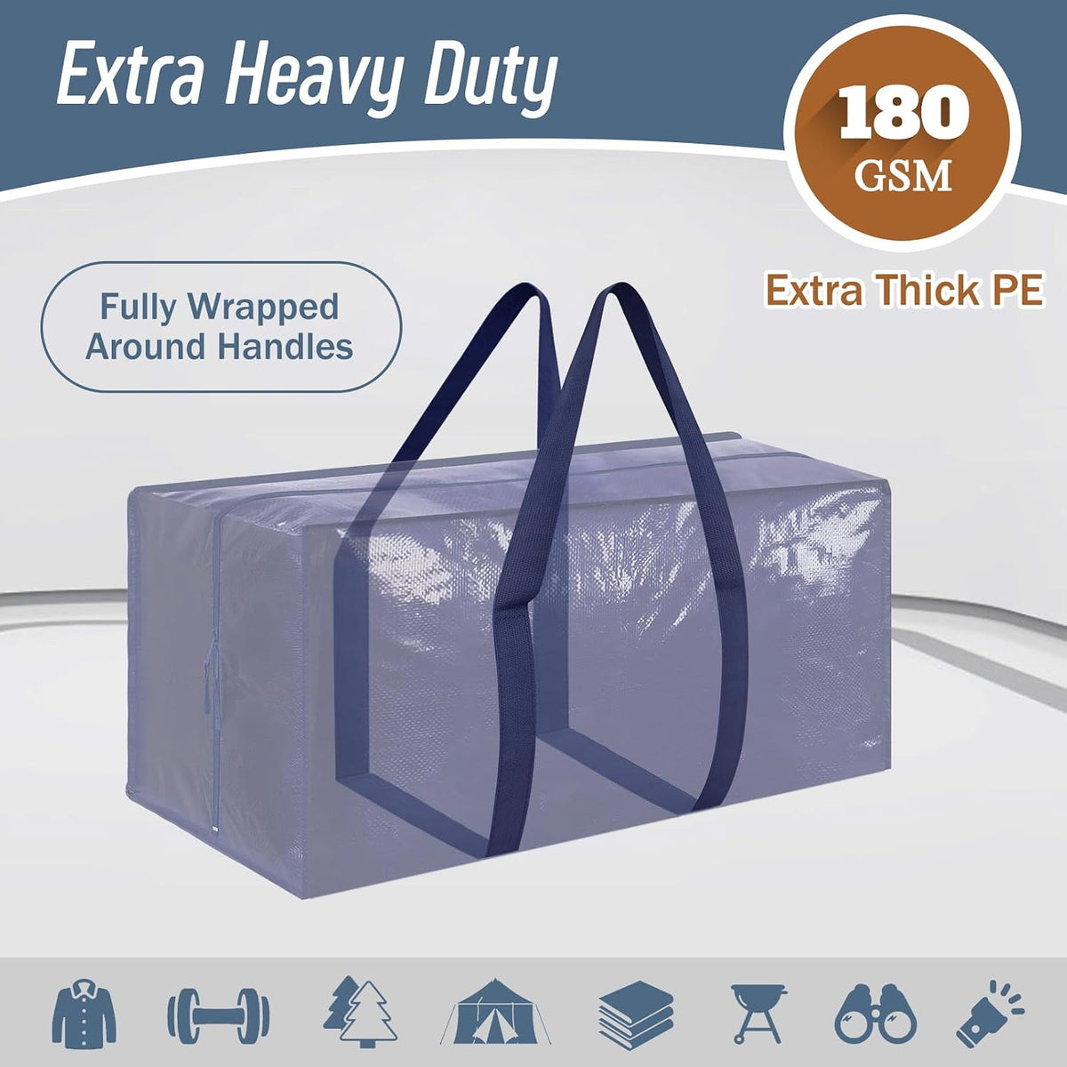 Extra Heavy Duty Large Moving Bags with Strong Zipper, Dark Blue