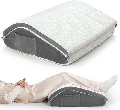 Vekkia 24" x 24" x 5.5" Bed Wedge Pillow for Sleeping – Triangle Pillow for Sleep Apnea, Acid Reflux, Snoring & Back Support, Post-Surgery Recovery, with Pockets & Washable Cover