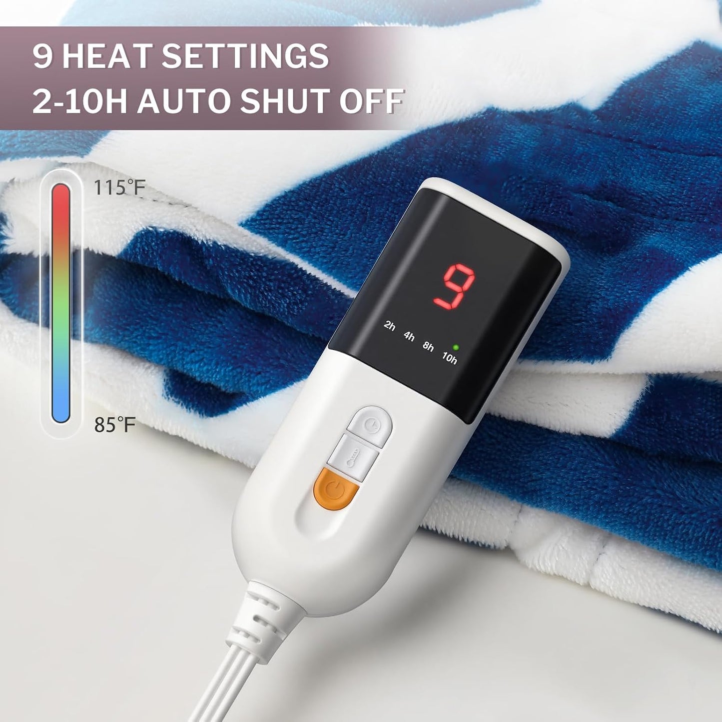 VENTIMI Electric Blanket Heated Throw, 50" x 60" Heated Blanket with 5 Heat Levels & 3 Hours Auto Off, Fast Heating Blankets with ETL & FCC Certification, Grey