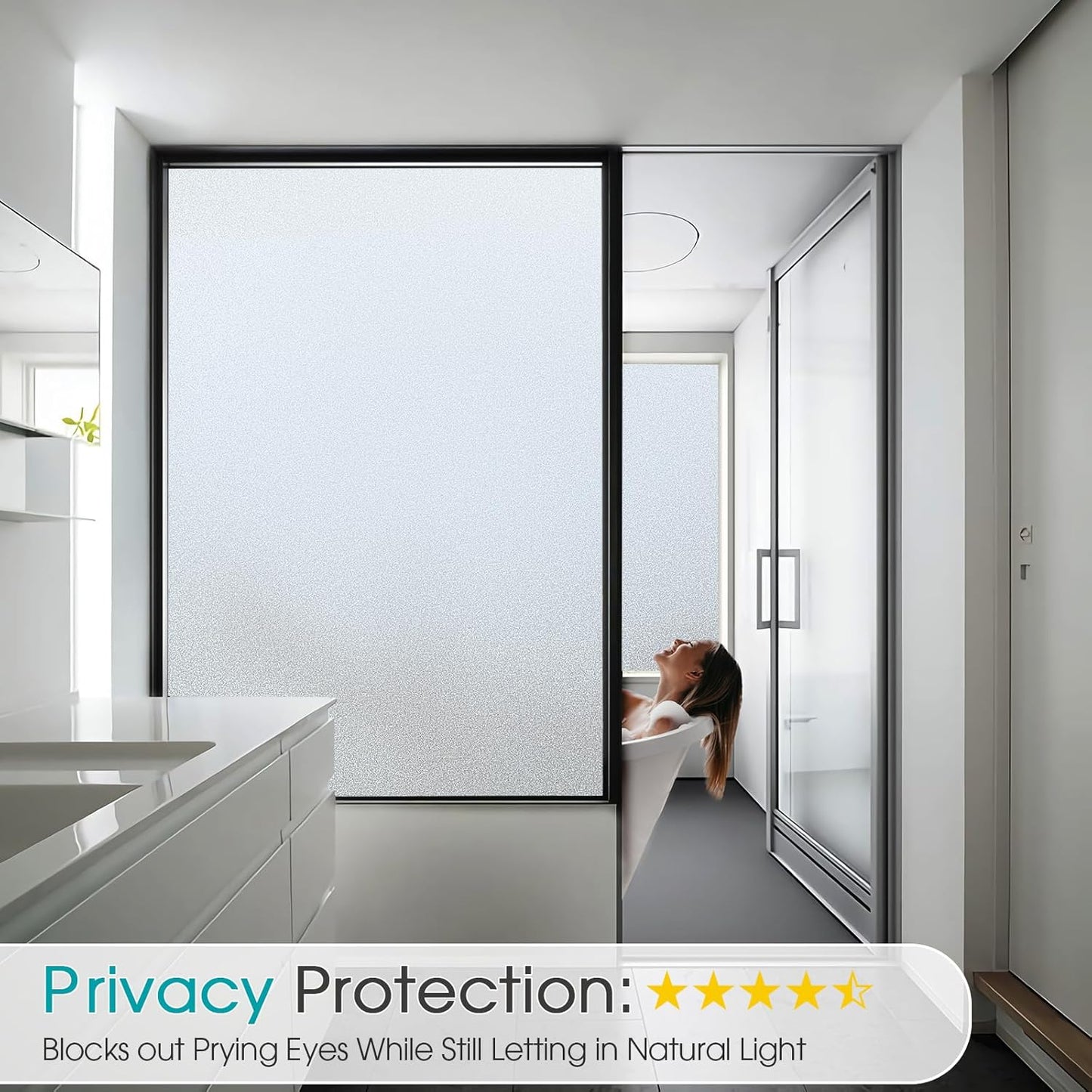 Coavas Blackout Window Film, 100% Light Blocking Privacy Window Film, No Glue Static Cling, Heat & UV Blocking, Removable Room Darkening Window Cover, Renter Friendly for Bedroom, 17.5x78.7Inch,Black