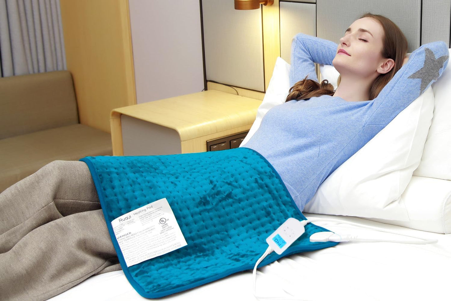 Ruqiji 19" x 24" Weighted Neck&Shoulder Heating Pad, 2.5lbs with 12 Temperature Settings&Countdown Timer,Pain Relief for Neck/Shoulders/Menstrual Pain(Dark Gray)
