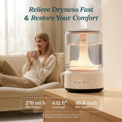 Levoit Humidifiers for Bedroom, Smart Warm and Cool Mist, Symptom Relief