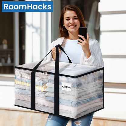 RoomHacks Moving Bags, Heavy Duty Large Storage Bags, 88L, Clear