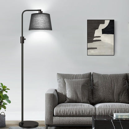 【Upgraded】 Dimmable Floor Lamp, 1000 Lumens LED Edison Bulb Included, Arc Floor Lamps for Living Room Modern Standing Lamp with Linen Shade, Tall Lamp for Bedroom Office Dining Room- Black