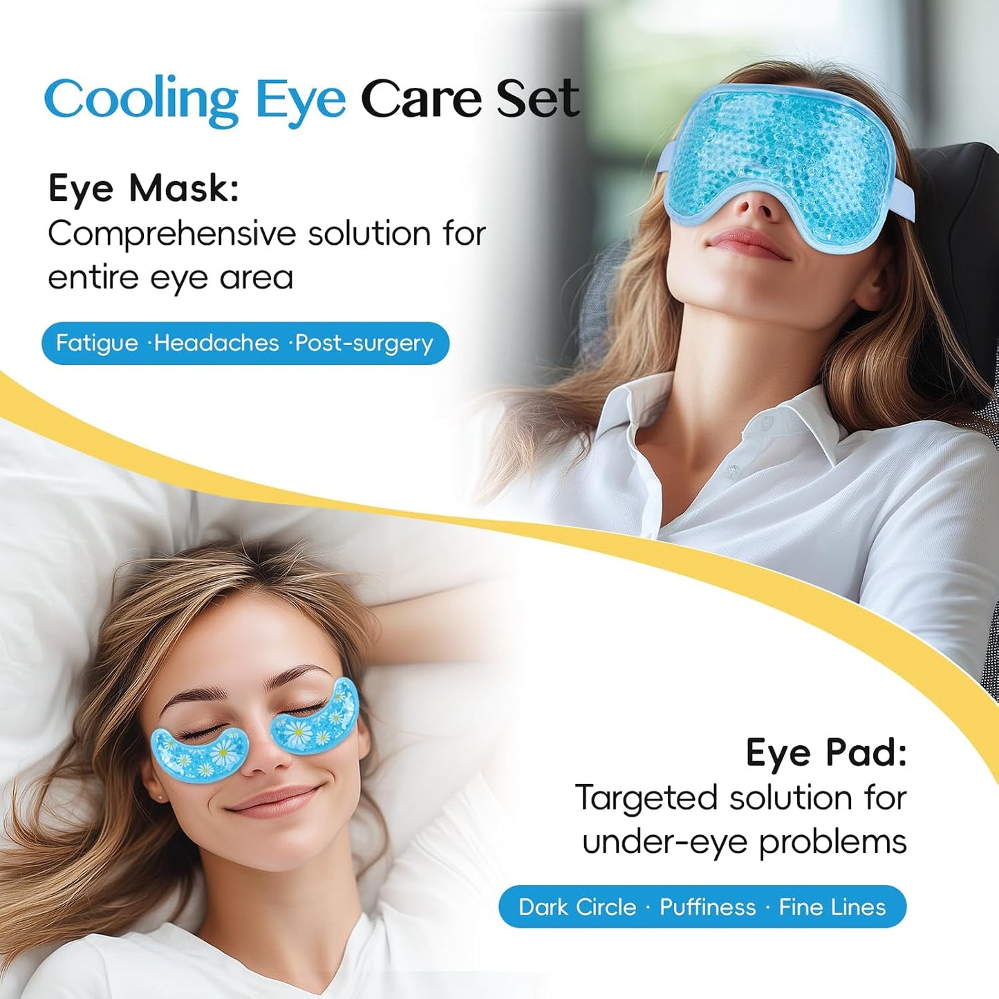NEWGO Cooling Eye Mask for Puffy Eyes, Cold Eye Mask Eye Ice Pack for After Eyes Surgery, Tension Stress Relief, Itchy Eyes, Headaches, Dark Circles - Blue