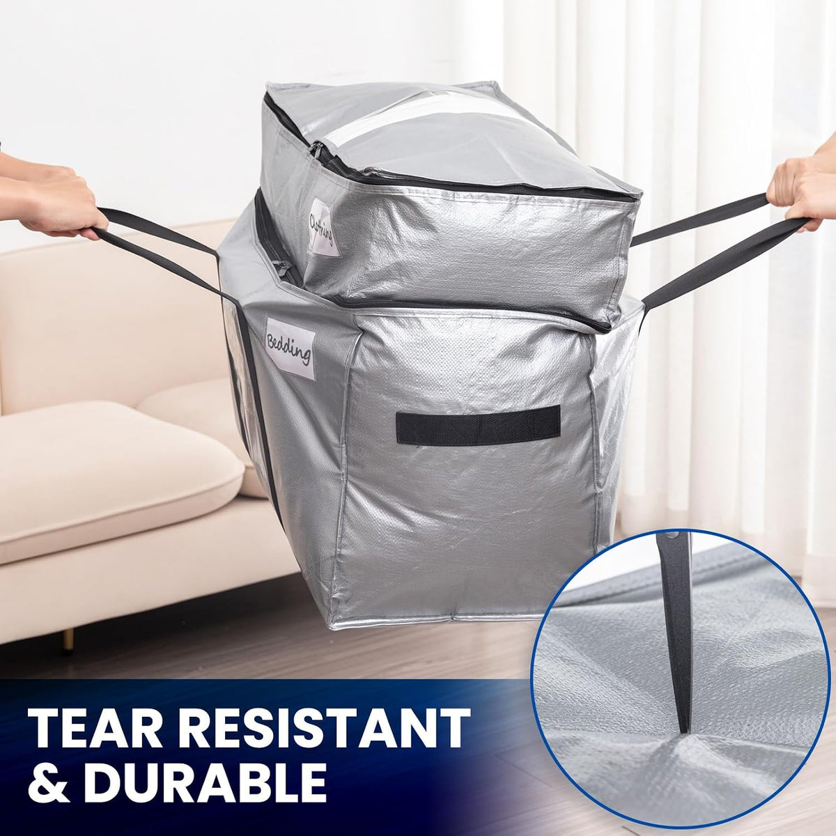 TAILI Blue Extra Large Moving Bags,Storage Bags with Visible Window