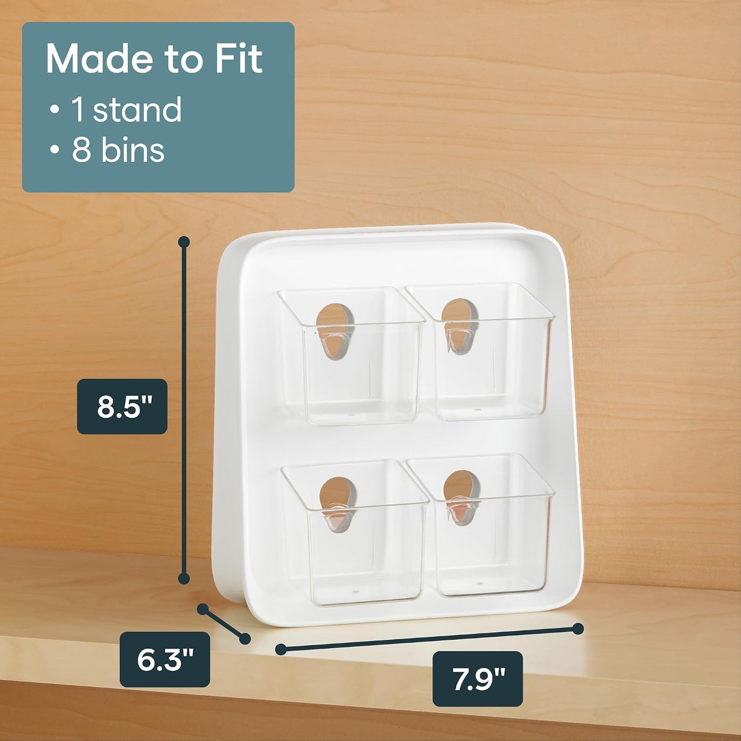 YouCopia TeaStand Tea Bag Organizer with Clear Removable Bins, Cabinet or Pantry Storage Caddy, 80-Bag