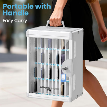 36 Slots Cell Phone Locker for Classroom, Portable Mobile Phone Storage Box with 【2 Different Size Slots】, Phone Lock Box Wall Mounted (Black)