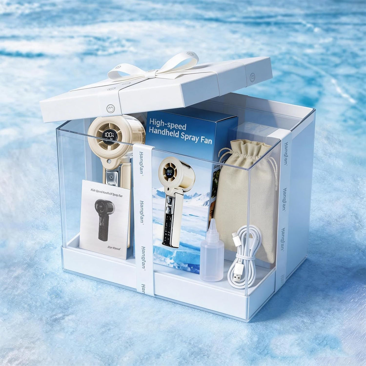 Handheld Misting Fan,20000 RPM,100 Speeds,Nano Mist,LED Display