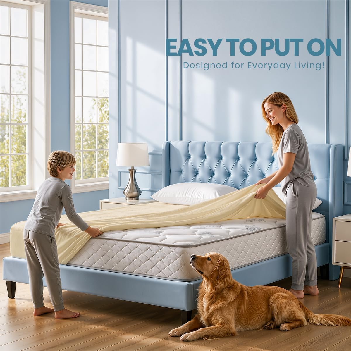 Queen Size Mattress Protector Waterproof, Premium 200 GSM Terry Mattress Cover, Soft & Breathable Bed Cover, Fitted Sheet Style Stretchable Deep Pockets 17" by Utopia Bedding (White)
