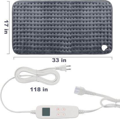 VAAGHANM Heating Pad: 33 x 17 inches Electric Heating Pad for Back -Extra Large Heat Pad for Shoulder/Neck/Knee/Arms - Upgraded 6 Timer & 6 Temperature Controller -Auto Shut Off- Gift for Mom