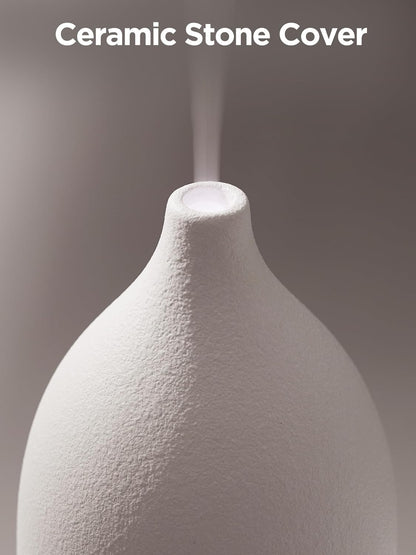 InnoGear Oil Diffuser, 300ML Ceramic Diffuser for Essential Oils Handcrafted Aromatherapy Diffuser Ultrasonic Cool Mist Humidifier with 4 Timers Waterless Auto Off for Room Office, White