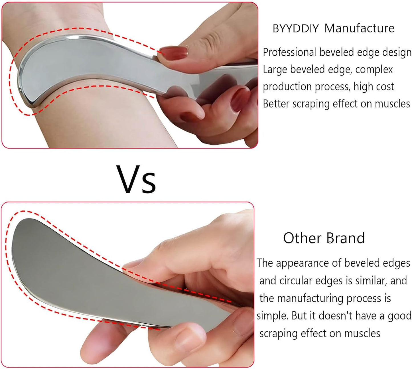 BYYDDIY Non-Magnetic 304 Stainless Steel Gua Sha Muscle Scraper Tool for Scar Tissue,Muscle Scraping Tool for Massage Scraper,IASTM Tools for Physical Therapy, Soft Tissue Massage