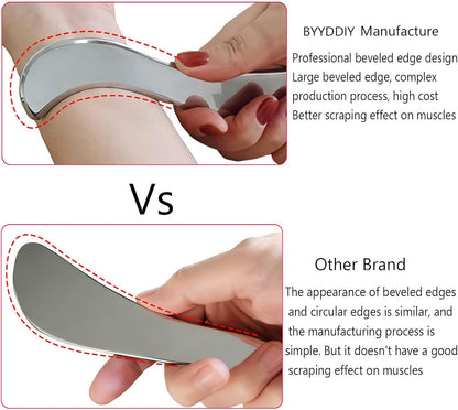BYYDDIY Non-Magnetic 304 Stainless Steel Gua Sha Muscle Scraper Tool for Scar Tissue,Muscle Scraping Tool for Massage Scraper,IASTM Tools for Physical Therapy, Soft Tissue Massage