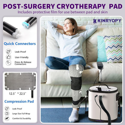Cold Therapy Machine for Shoulder with Programmable Timer, Portable Ice Machine for Shoulder After Surgery, Lightweight Replacement Recovery System, Cryotherapy Pain Relief w/Compression Pad