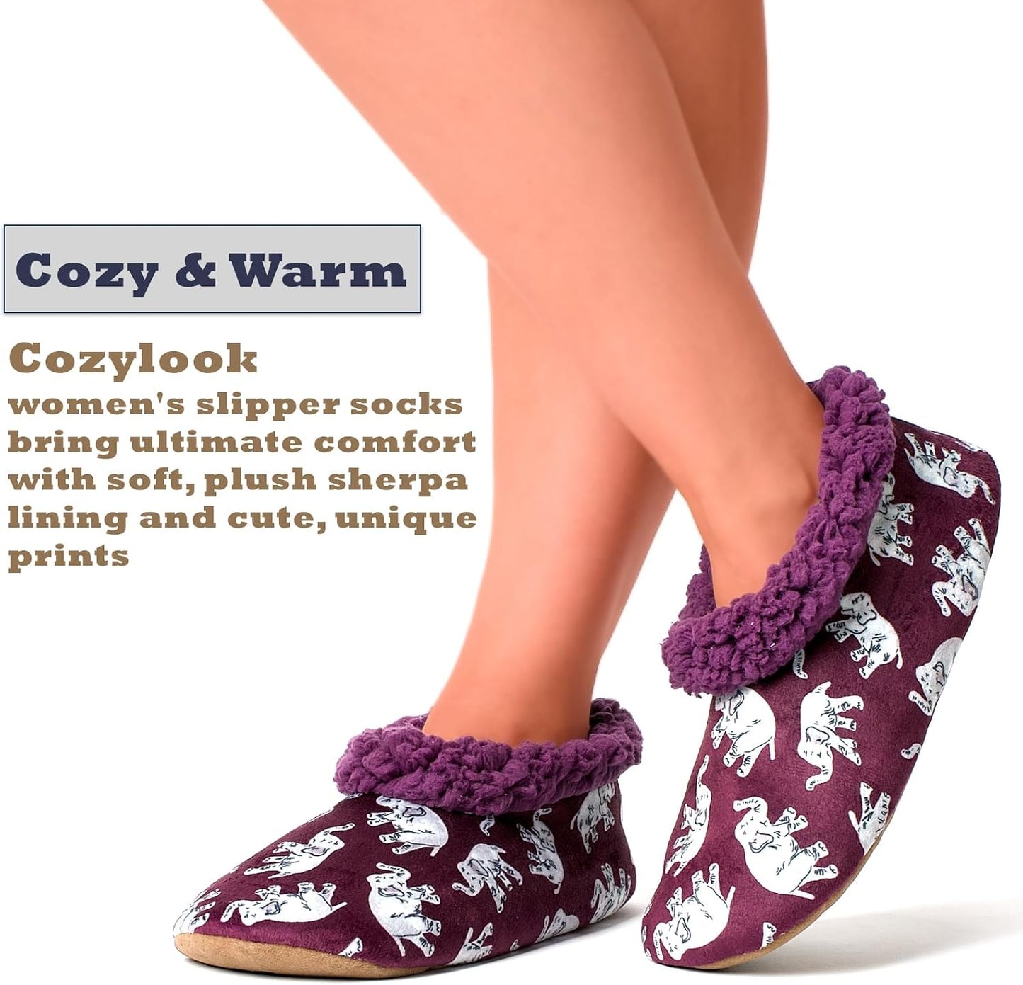 Cozylook Fuzzy Slippers for Women Indoor Soft Sole Slipper Socks with Non Slip Grippers Warm Fluffy