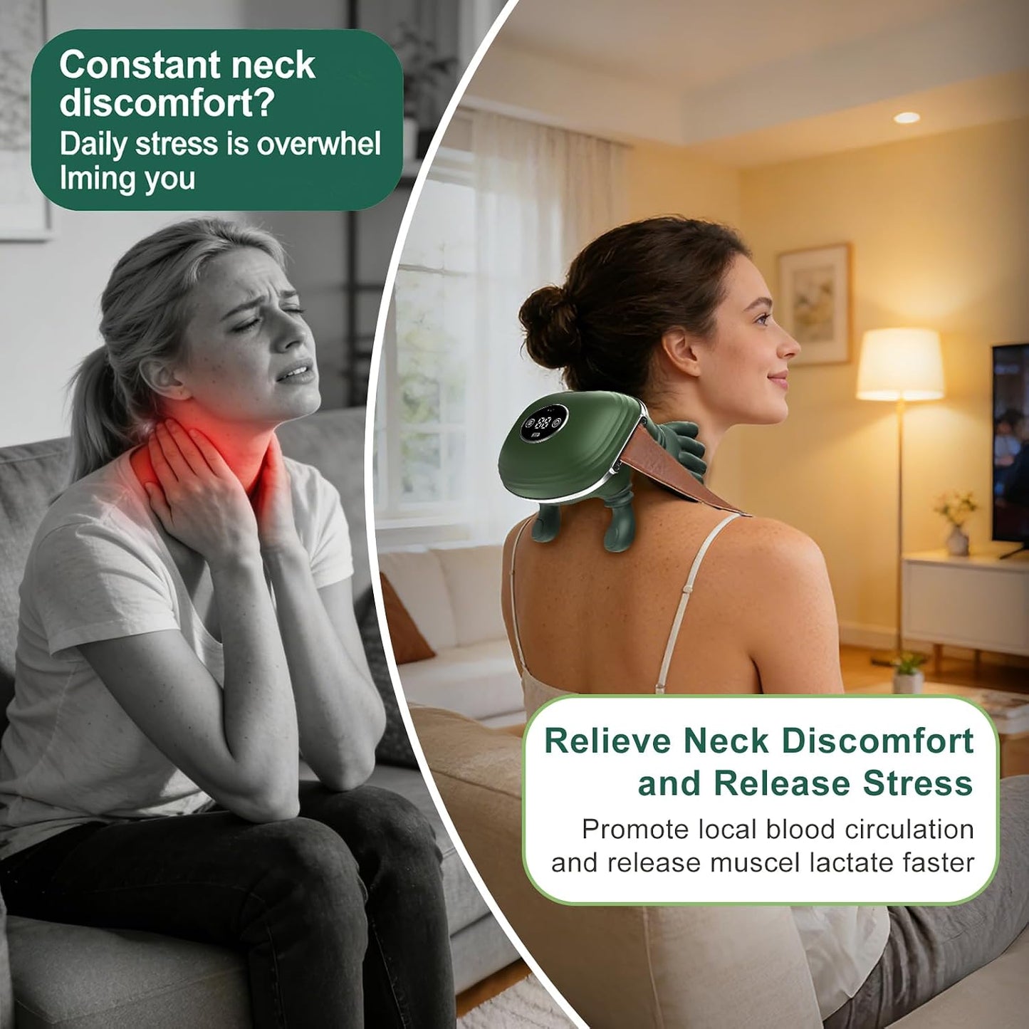 Shoulder & Neck Massager with Heat, Bionic Neck Massager for Pain Relief Deep Tissue, 4D Kneading Fingers, LCD Display & Adjustable Intensity, Relaxation Muscle Tension, Ideal Gift for Men and Women