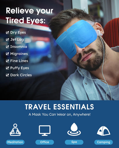 16 Packs Steam Eye Masks for Dry Eyes, Self Heating Warm Compress for Eyes Fatigue & Puffiness Relief, Disposable Heated Eye Mask Travel Essentials, Spa Relaxation Set for Women Christmas, Unscented