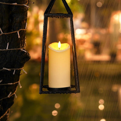 Homemory 6"x3" Outdoor Waterproof Flameless Candles, LED Candles, Battery Operated Candles with Remote and Timers, Electric Fake Plastic Pillar Candles, Ivory White, Set of 2