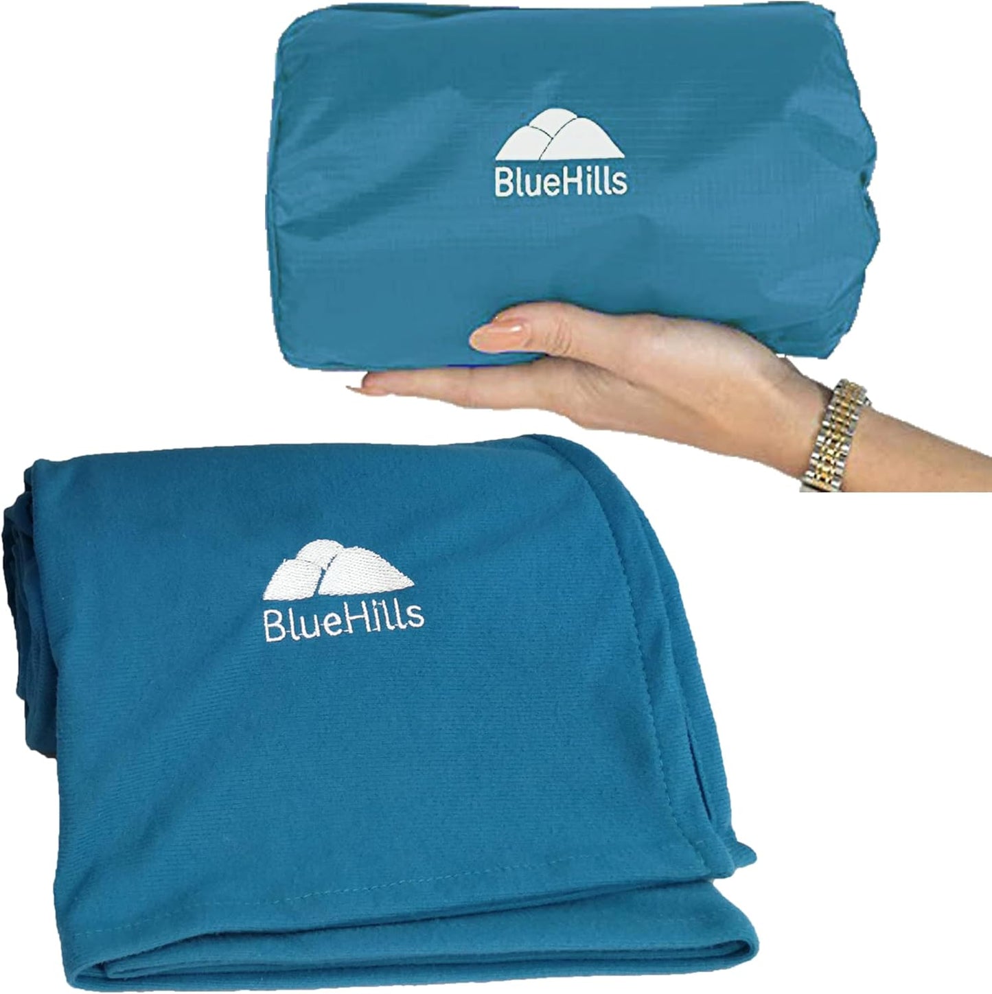 BlueHills Travel Blanket Pillow Compact Lightweight Pocket Size Airplane Traveling Essential Flight Trip Throw in Bag Portable Case Plane Accessory Gray L01