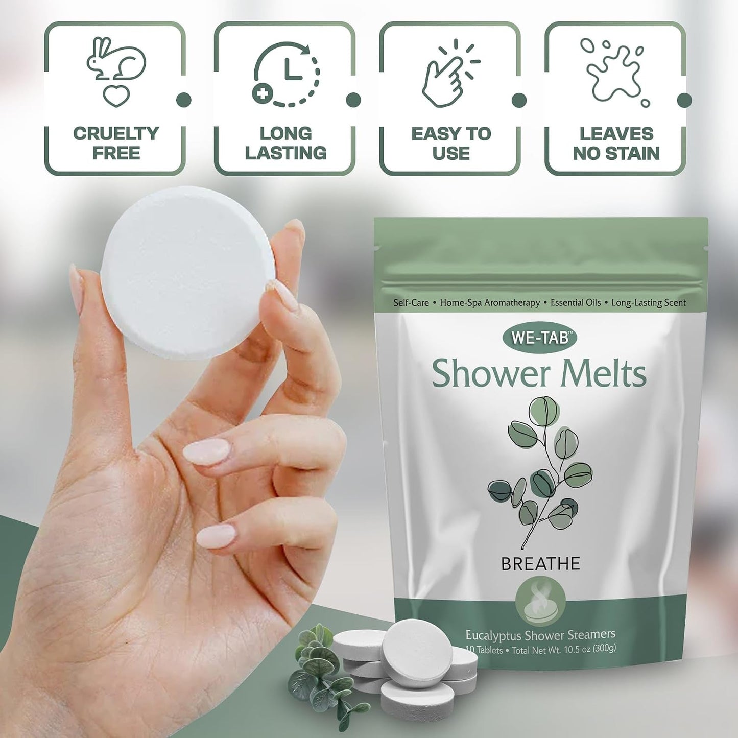 Shower Steamers 10-pk with Essential Oil Aromatherapy to Unwind and Sleep, Long Lasting Lavender Scent, No Stain or Artificial Dye, for Relaxation, Stress Relief and Self Care Gift for Everyone!