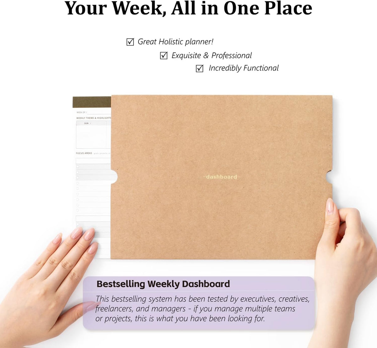 Dashboard Weekly Planner Desk Pad w/Daily Habit Tracker for Work & Study