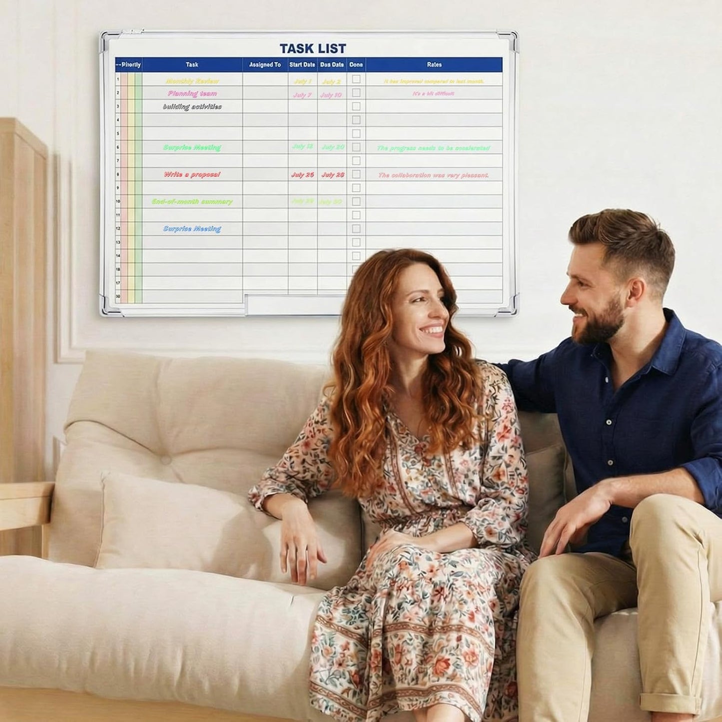 Lincia Double Sided Magnetic Maintenance Task Whiteboard Large Dry Erase 36 x 24 Inch Erasable Task Planner White Board for Wall Employee Assignment Tracker for Office Managing and Tracking Tasks