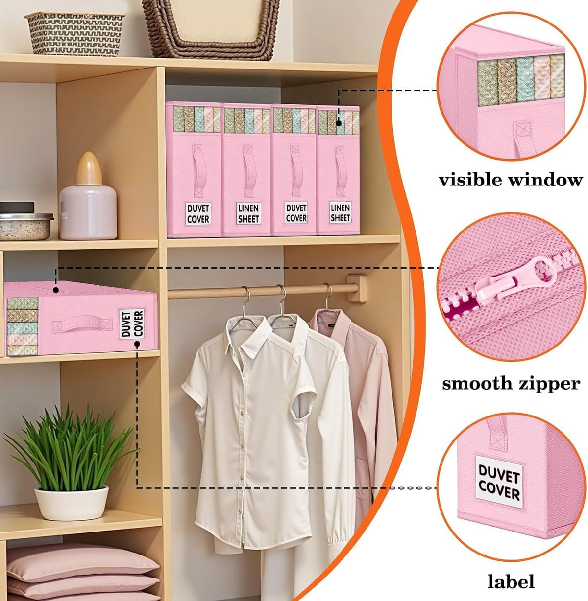 WOWBOX Bed Sheet Organizers and Storage,Closet Organizer Under Bed Storage