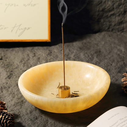 Koville Natural Marble Incense Holder, Incense Holder for Sticks with 9 Holes, Handmade Incense Burner Ash Catcher for Meditation Yoga SPA, Balsam Fir/Palo Santo/Sage/Cone (White)