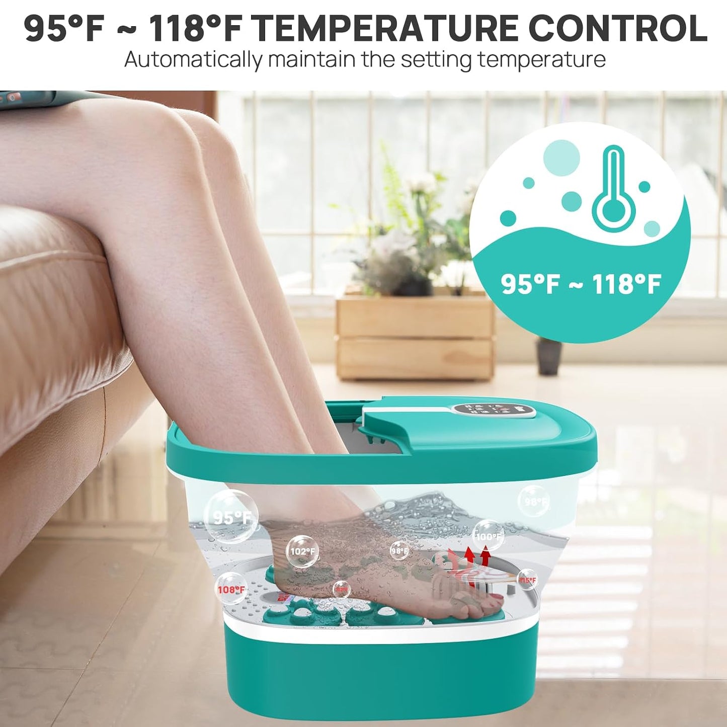 HOSPAN Collapsible Foot Spa Electric Rotary Massage, Foot Bath with Heat, Bubble, Remote, and 24 Motorized Shiatsu Massage Balls. Pedicure Foot Spa for Feet Stress Relief - FS02A