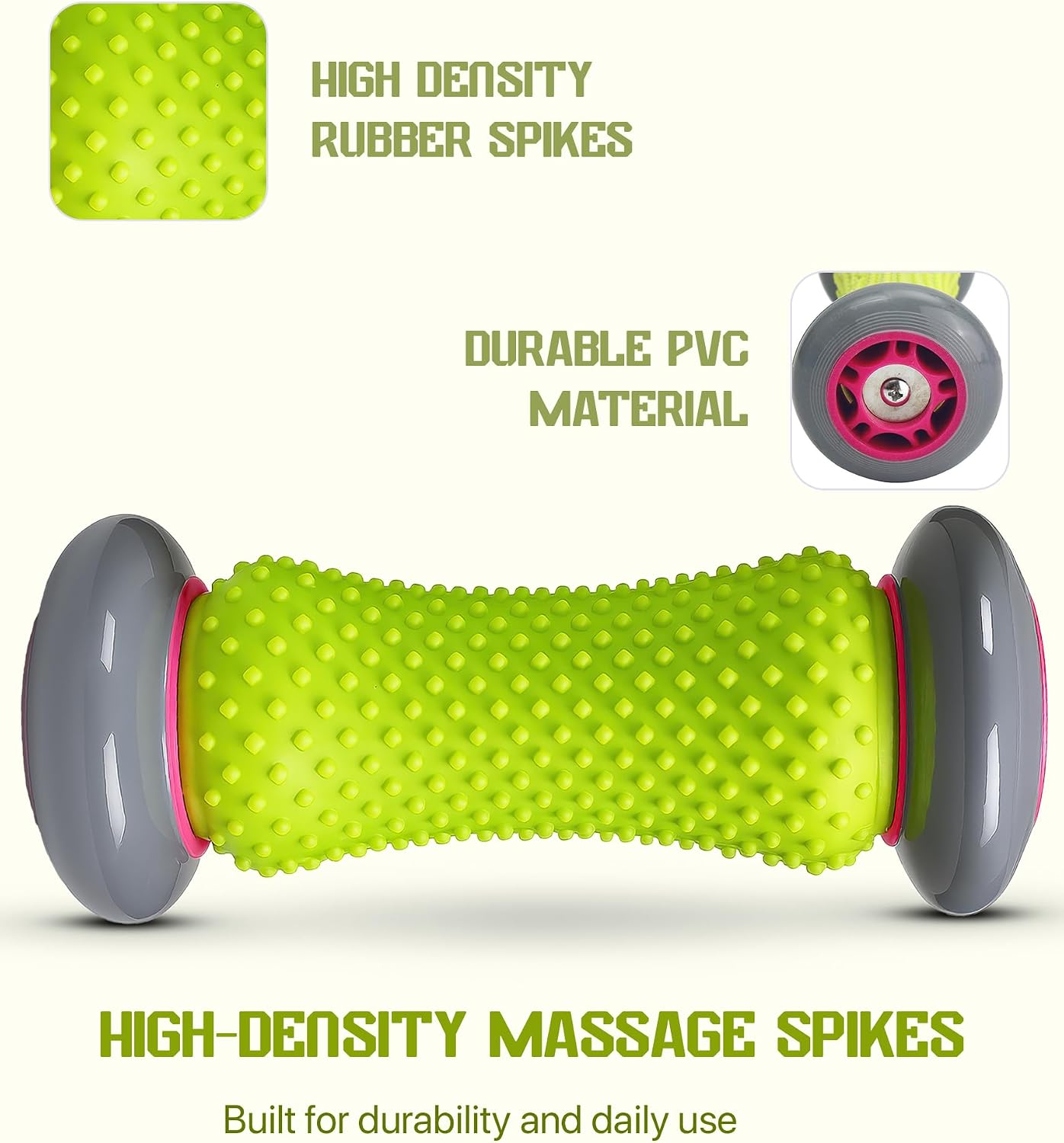 Foot Roller Massager for Plantar Fasciitis Relief, Neuropathy, Reflexology Trigger Point Foot Massager Roller, Feet Rollers with Spike Ball to Relieve Stress and Tight Muscles, Deep Tissue Massage