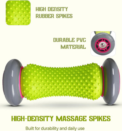 Foot Roller Massager for Plantar Fasciitis Relief, Neuropathy, Reflexology Trigger Point Foot Massager Roller, Feet Rollers with Spike Ball to Relieve Stress and Tight Muscles, Deep Tissue Massage