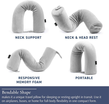 Brookstone Free Form Travel Pillow Lightweight Flexible Memory Foam Pillow