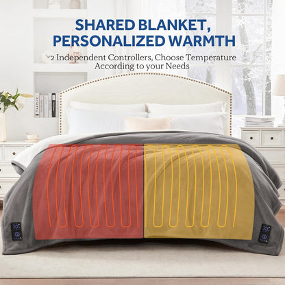 Sealy Heated Blanket Throw with Built-in Button Controller, Reversible Flannel to Sherpa Electric Blanket with 2-10 Hours Auto-Off & 4 Heating Levels, Over-Heat Protection, 50x60 inch, Beige