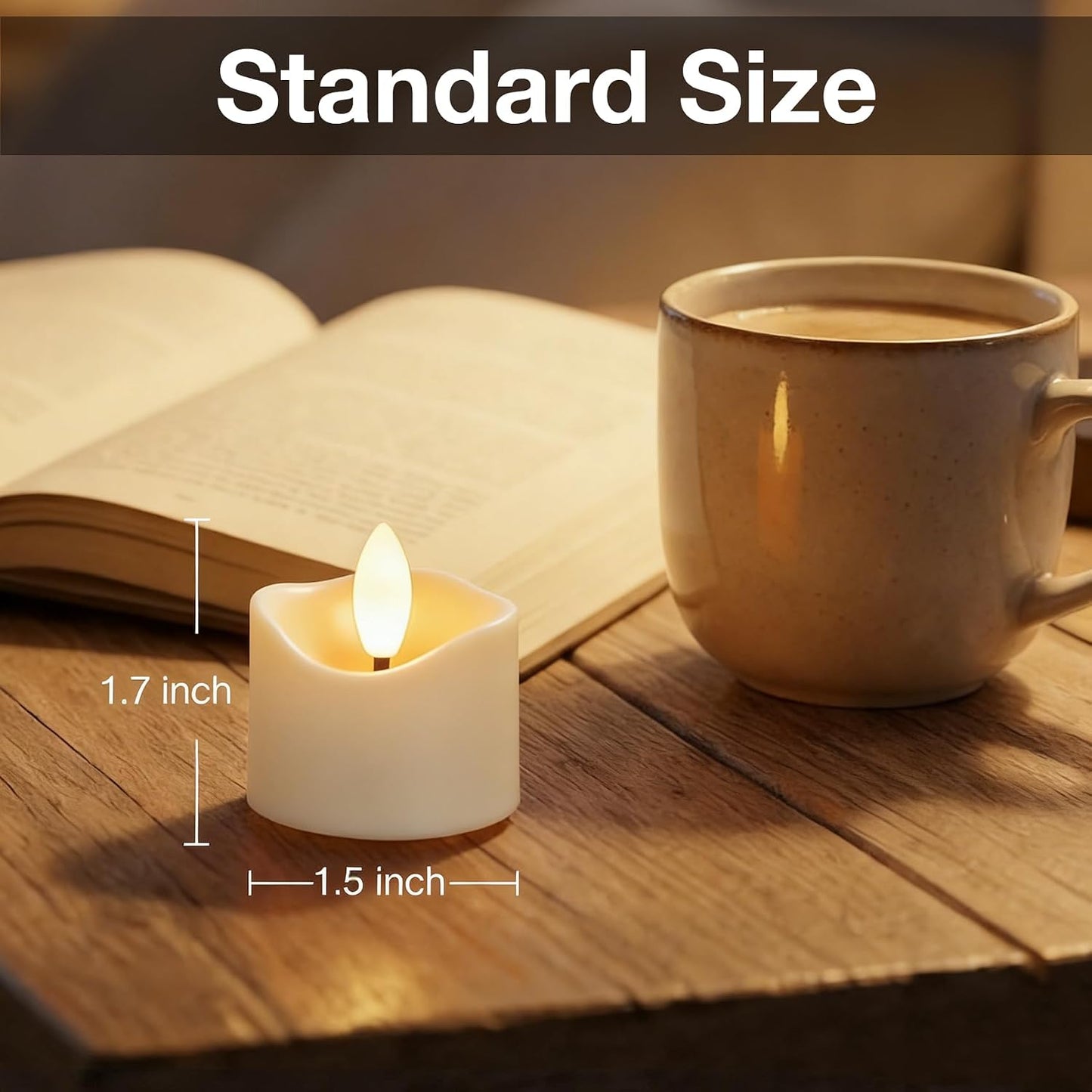 24 Pack Flameless Tealight Candles Battery Operated Tea Lights, Realistic Flickering Electric LED Tea Lights, 3D Wick Fake Tea Lights for Votive, Festival, Party, Wedding Decor