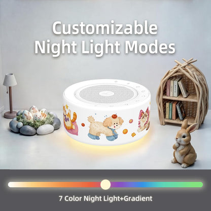 Kipcush White Noise Machine for Baby & Adults, 30 Soothing Sounds, Soft Non-Glare Nursery Lamp, 8 Color Night Lights, Memory Function (Angel V1 White, Standard)