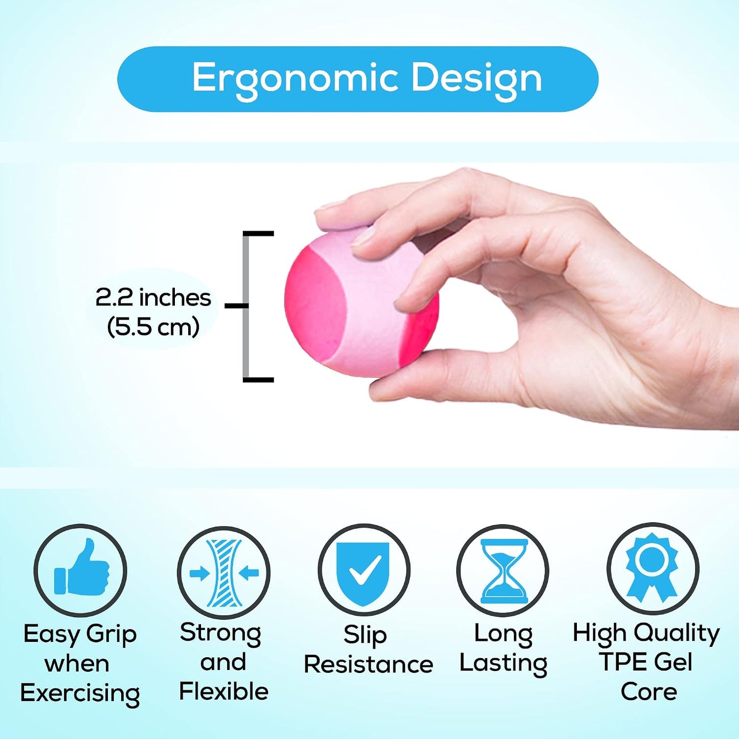 Serenilite Hand Therapy Exercise Stress Ball Bundle - Tri-Density Stress Balls for Adults & Grip Strengthening