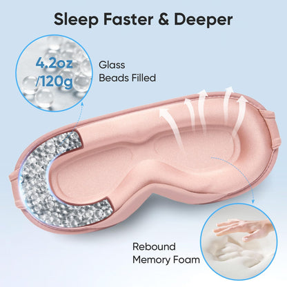 Weighted Eye Mask for Sleeping - Sleep Mask for Women & Men, 3D Contoured Blackout Sleeping Mask for Lash Extensions, Zero Pressure Soft Eye Cover with Adjustable Strap for Travel, Black
