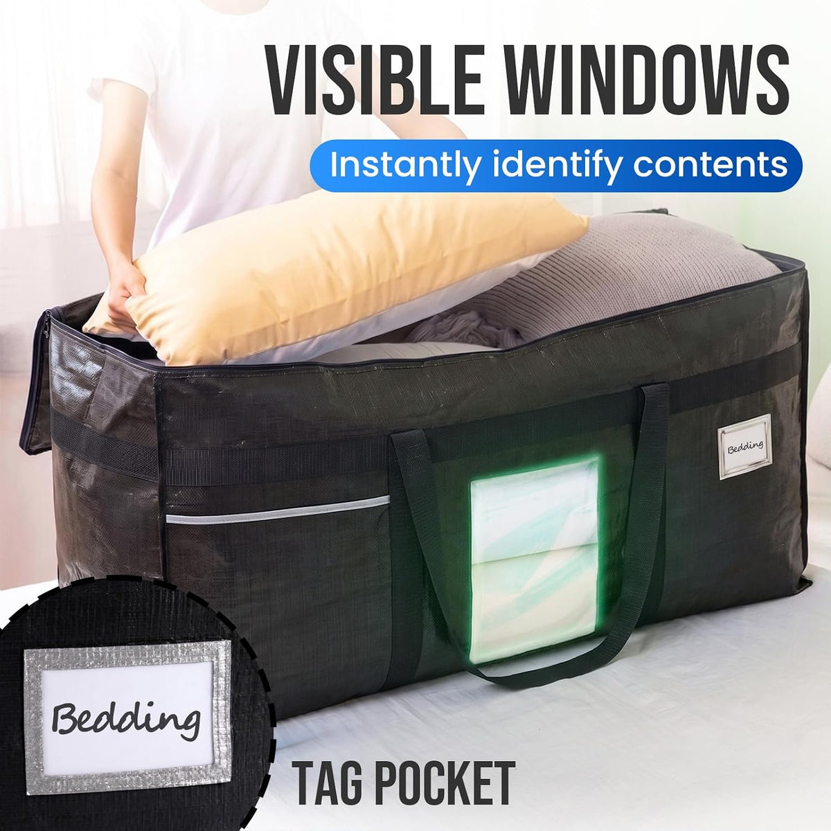 TAILI 69 Gallon Extra Large Storage Bags with Visible Window,Blue