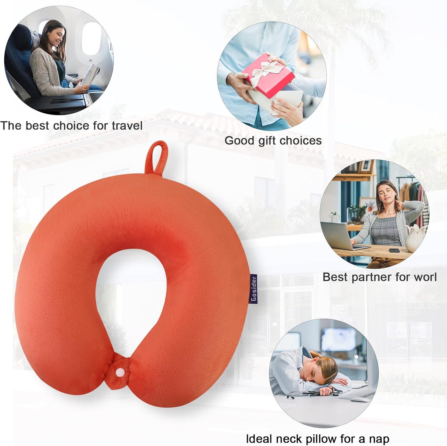 Neck Pillows for Sleeping Travel Pink Travel Pillow Comfortable U Shape Memory Foam Pillows Neck and Head Support Portable Travel Neck Pillow Suitable for Planes, Trains, Self-Driving Cars