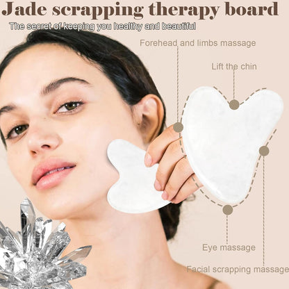 Jade roller and gua sha, facial roller, women's skincare tool, self-care gift, face, eye, neck massager, relieves fine lines and wrinkles, aventurine, opal, rose quartz