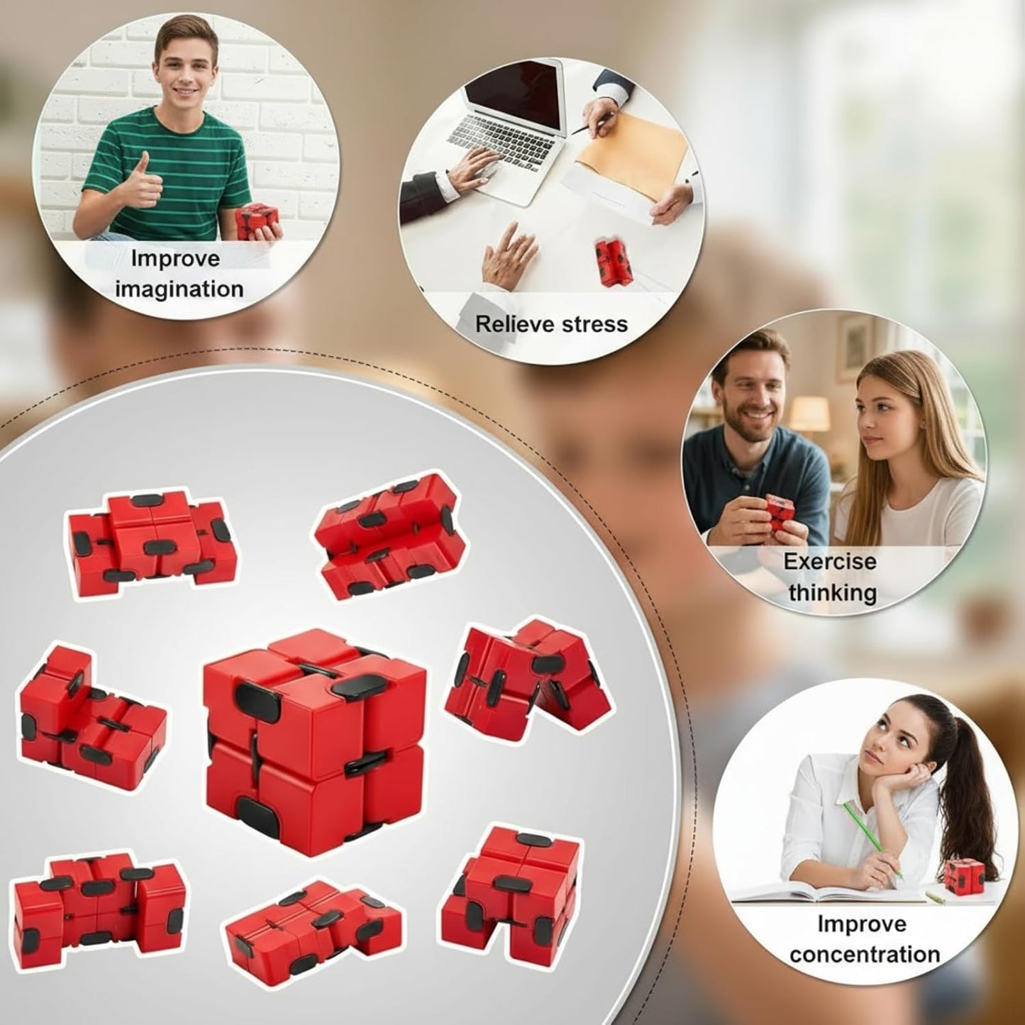 Skylety Cube Anxiety Relief Toy Hand Held Magic Sensory Stress Cube Toy for Adults Relieve Stress Christmas Party Favors(4 Pcs,Starry)