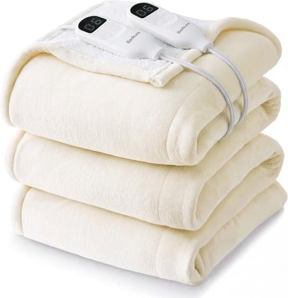 Bedsure Heated Blanket Throw Blanket with Preheat Function - Fast Heating Electric Blanket, Soft Flannel Throw with 6 Time Settings(Up to 10H), 6 Heating Settings, Gifts for Grandma (50"x60", Cream)